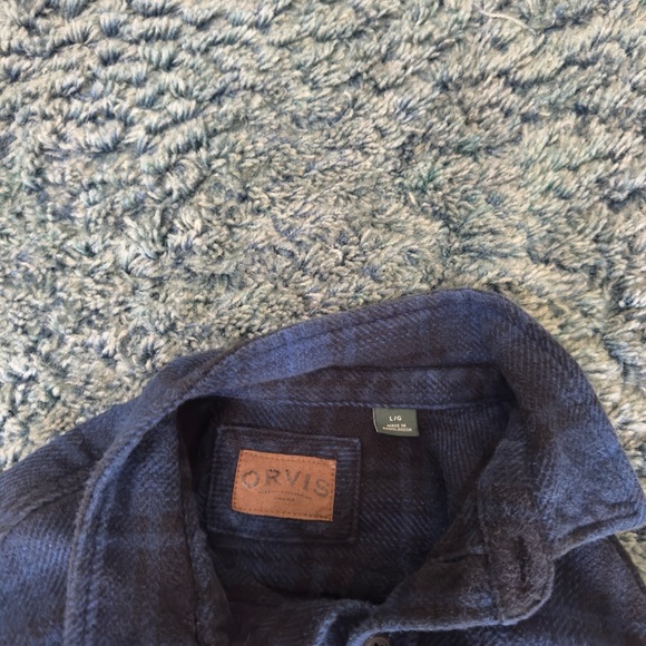 Orvis Blue Black Heavy Flannel Large Plaid Shacket - Picture 5 of 5